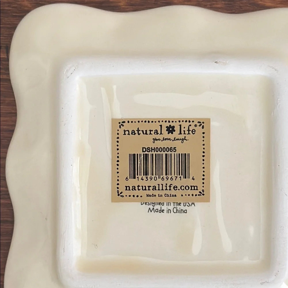 NATURAL LIFE Floral Ceramic Quote Trinket Tray OS NWT